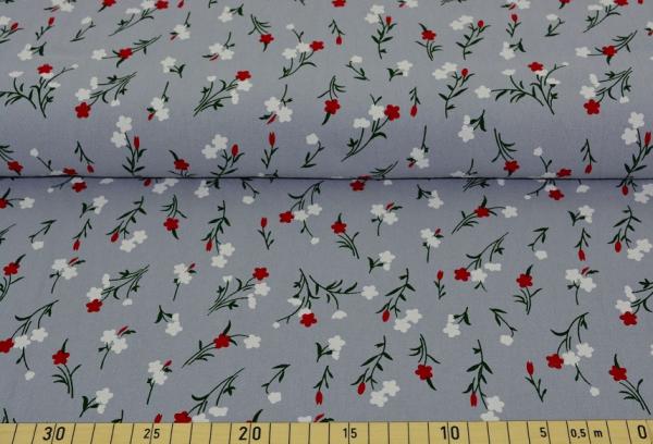 Baumwolle "Melanie" Blumen grau